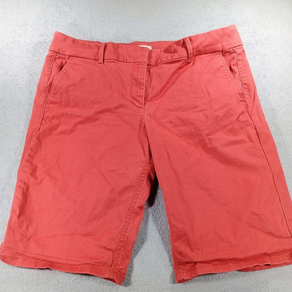 LOFT Womens Bermuda Roll Short Coral Red Size 14 Casual Chino